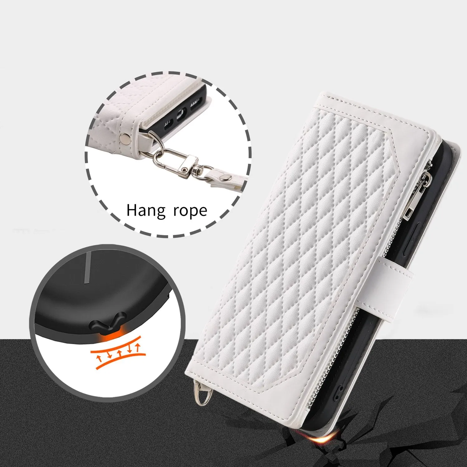 005 Style for Samsung Galaxy S21  5G Zipper Pocket Rhombus Texture PU Leather Case Phone Stand Wallet Cover with Wrist Strap