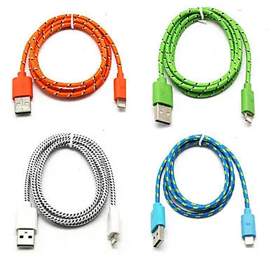 100cm Nylon Sync Data USB Charging Flat Cable for iPhone 6 iPhone 6 Plus iPhone 5/5C/5S