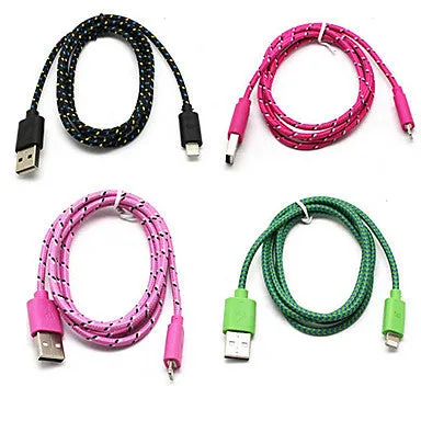 100cm Nylon Sync Data USB Charging Flat Cable for iPhone 6 iPhone 6 Plus iPhone 5/5C/5S