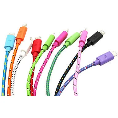 100cm Nylon Sync Data USB Charging Flat Cable for iPhone 6 iPhone 6 Plus iPhone 5/5C/5S