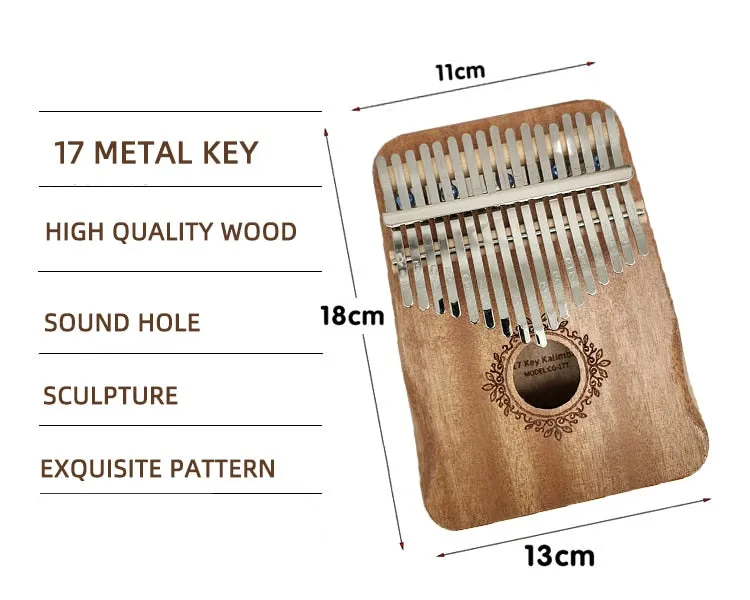 17 Keys Kalimba Thumb Piano High Quality Wood Mbira Body Musical Instruments With Learning Book Kalimba Piano Christmas Gift