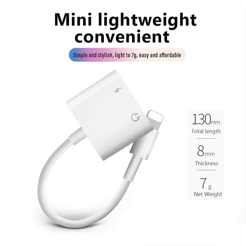 2 in 1 Audio Charge Adapter For iPhone 7 8 Plus X XS XR MAX Dual Lighting 3.5mm Jack Splitter Charger Listening Adapters