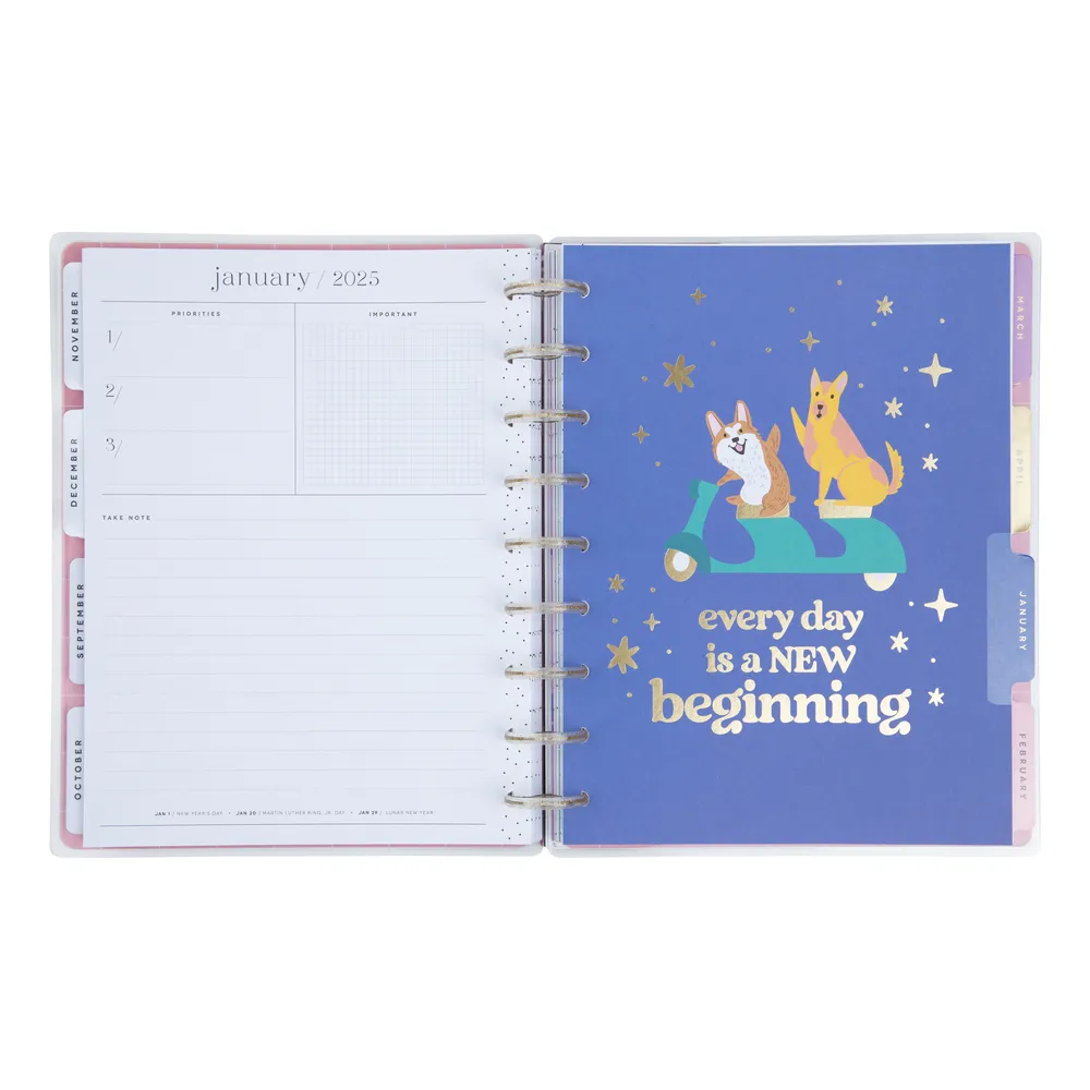 2024 Playful Pups Happy Planner - Classic Vertical Layout - 18 Months