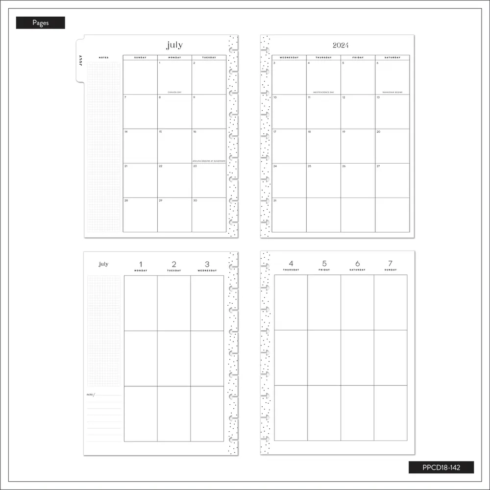 2024 Playful Pups Happy Planner - Classic Vertical Layout - 18 Months