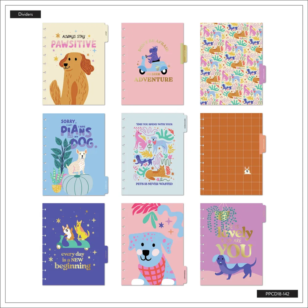 2024 Playful Pups Happy Planner - Classic Vertical Layout - 18 Months