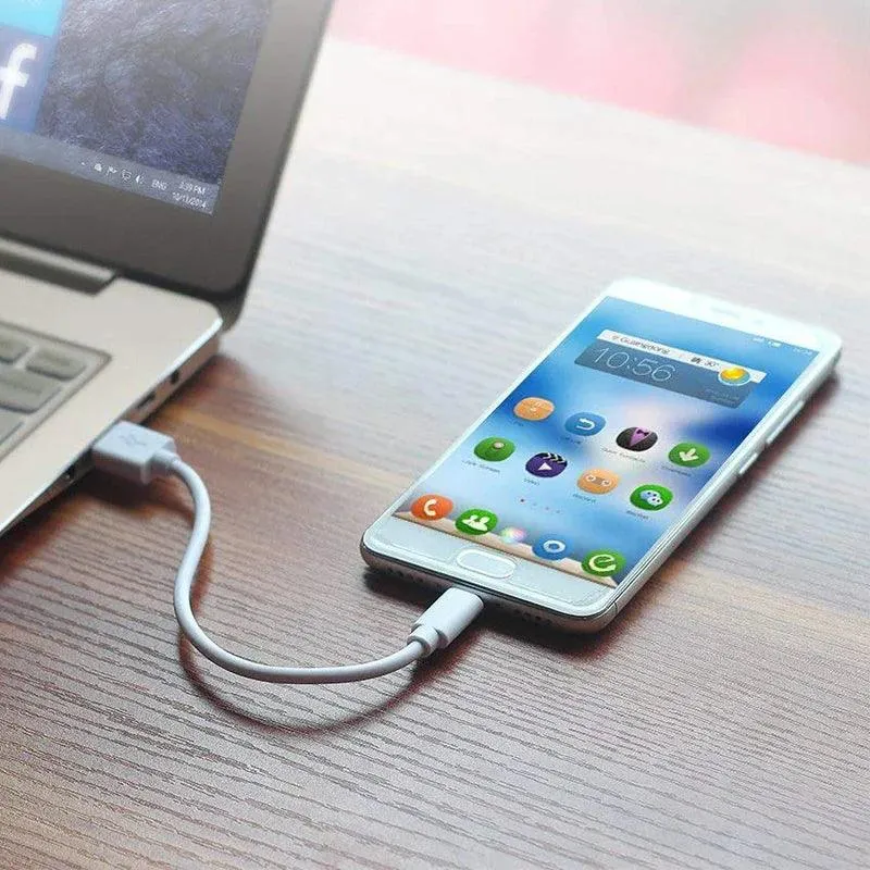 25cm Tangle-Free Micro USB Charging Cable for Android Devices & Power Banks - Portable & Durable