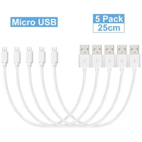 25cm Tangle-Free Micro USB Charging Cable for Android Devices & Power Banks - Portable & Durable