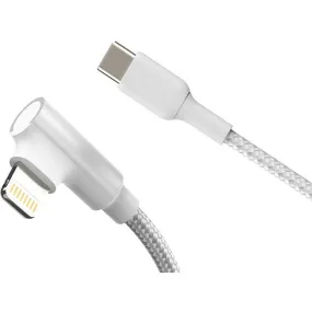 4XEM's USB-C to Lightning Right Angled 3 FT Charging Cable (White) - MFi Certified 4XLIGHTNING3RAW