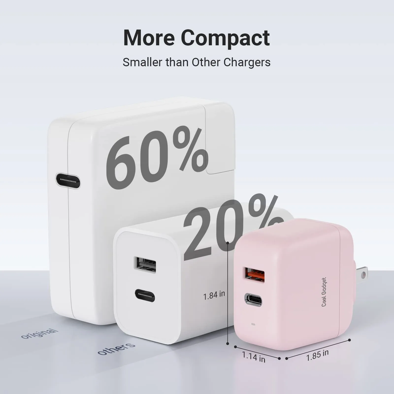 67W USB Charger, Cool Gadget Dual-Port Gan Charger, Foldable Fast 65 Watt USB C Charger for iPad, MacBook Air, MacBook Pro, Samsung, Galaxy, Surface Pro, 65W Charger USB C (Pink)