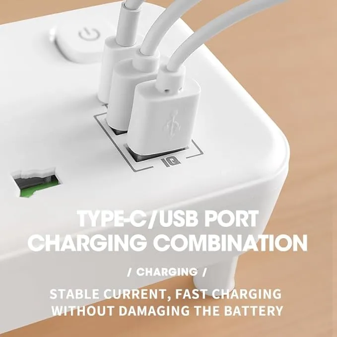 7-in-1 UK to US Travel Adaptor (3 Universal   2 USB   1 USB-C   1 Nightlight) - CRUISE APPROVED