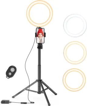 9 inch Ring Light with Stand and Phone Holder, 50" Tripod with Remote