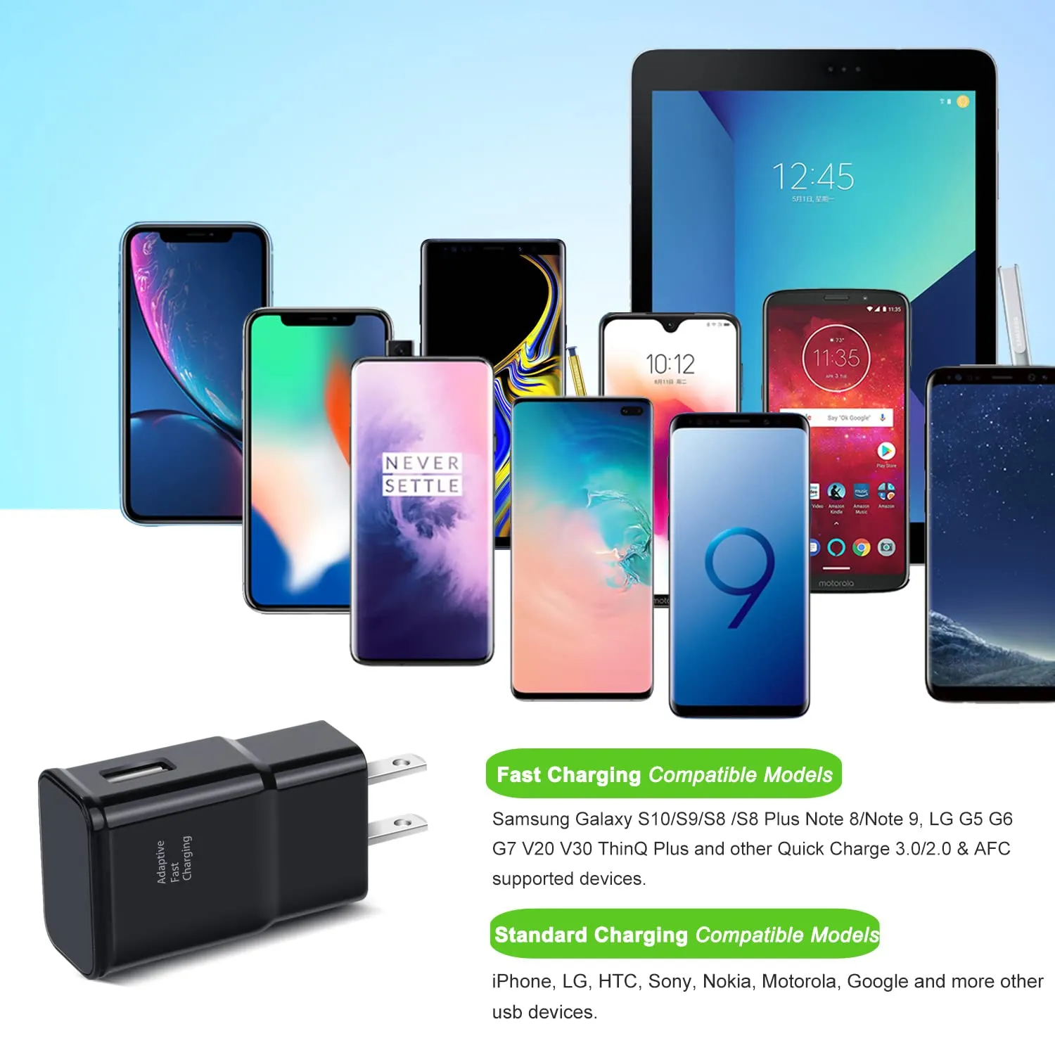 Adaptive Fast Charging USB Wall Charger, Qihop 4-Pack Fast Charging Block Travel USB Charger Adapter Compatible Samsung Galaxy S21 S20 S10 S9 S8 S7 Edge Plus, Note 8 9 10 , A13 A32 A52 A53 iPhone