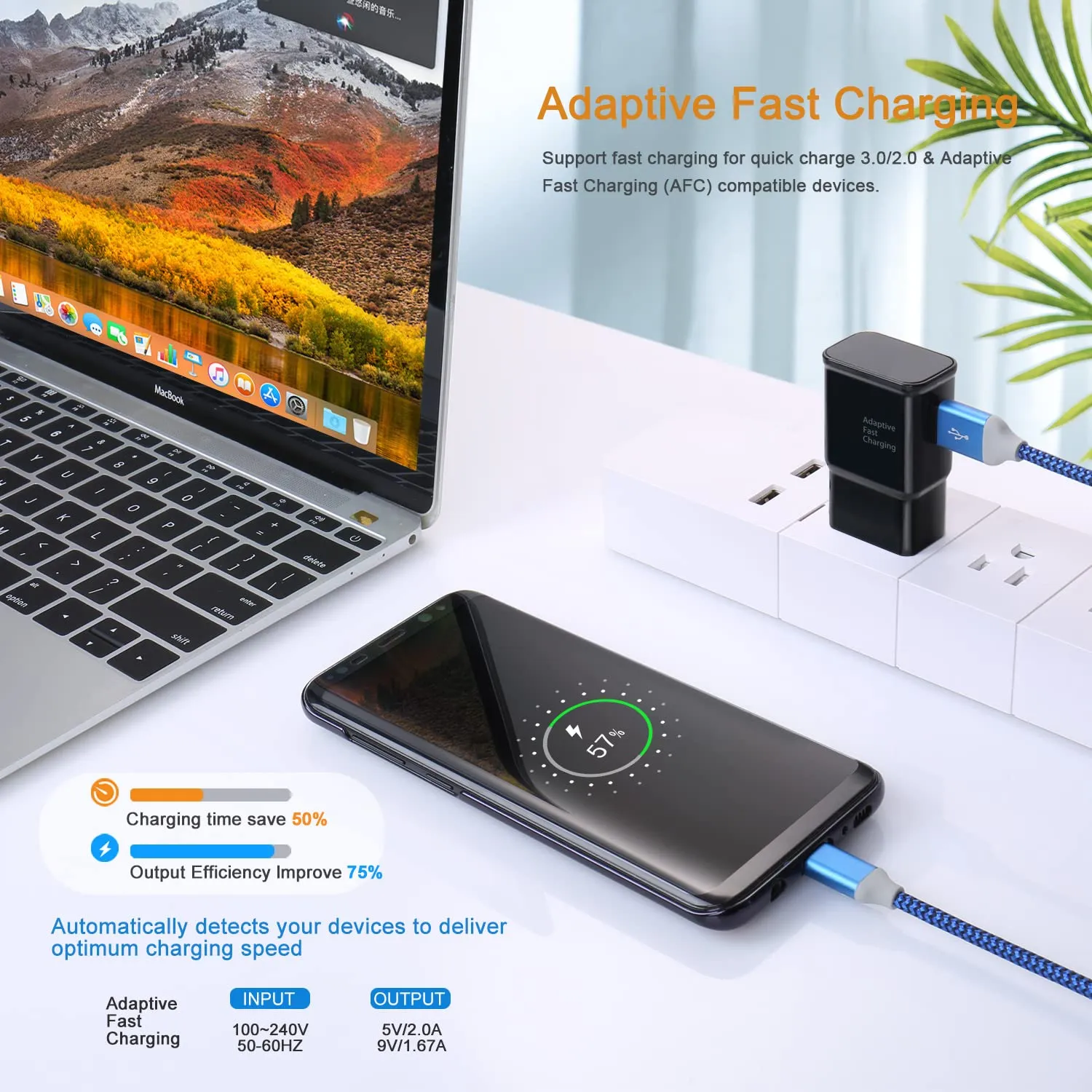 Adaptive Fast Charging USB Wall Charger, Qihop 4-Pack Fast Charging Block Travel USB Charger Adapter Compatible Samsung Galaxy S21 S20 S10 S9 S8 S7 Edge Plus, Note 8 9 10 , A13 A32 A52 A53 iPhone