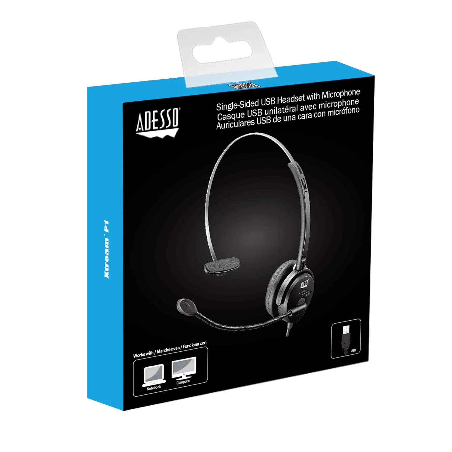 Adesso Xtream Headset P1 Multimedia Wired Adjustable Noise-Canceling Microphone