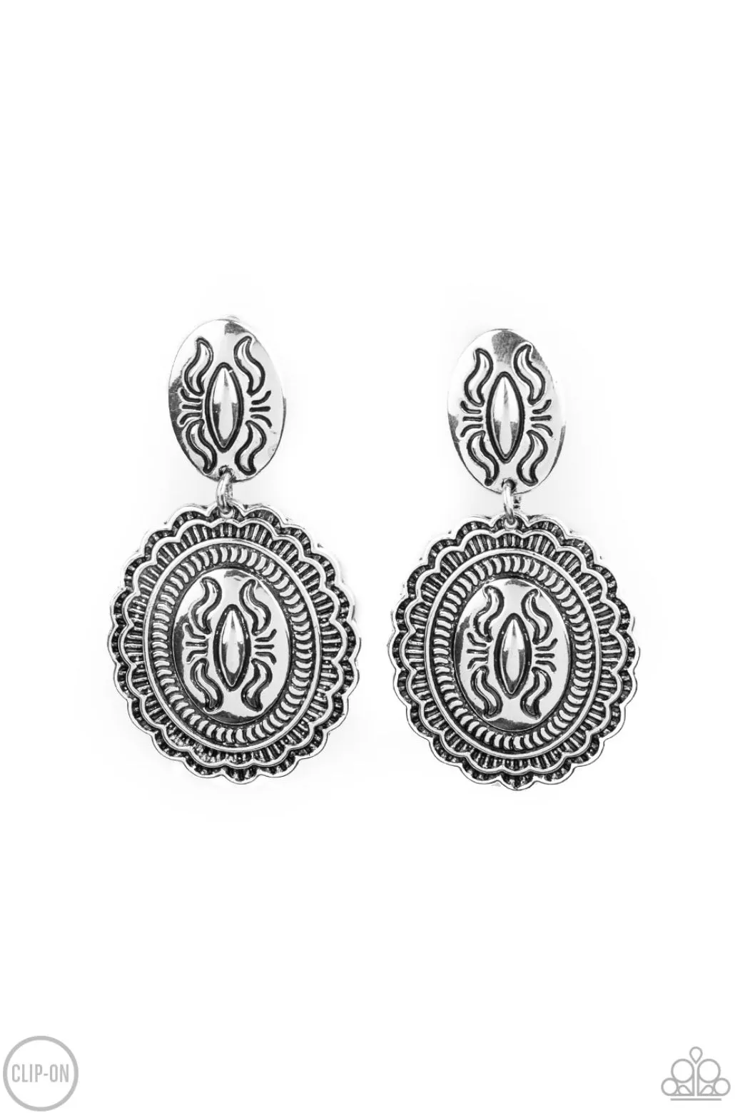 Ageless Artifact Silver Clip-On Earrings - Paparazzi Accessories