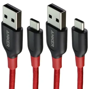 Anker (2 Pack) 6-Ft PowerLine  USB-C to USB-A Braided Cables - Red/Black