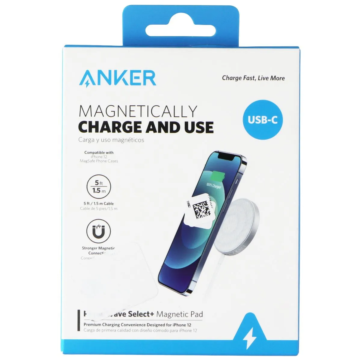 Anker (USB-C) PowerWave Select  Magnetic Wireless Charging Pad - White