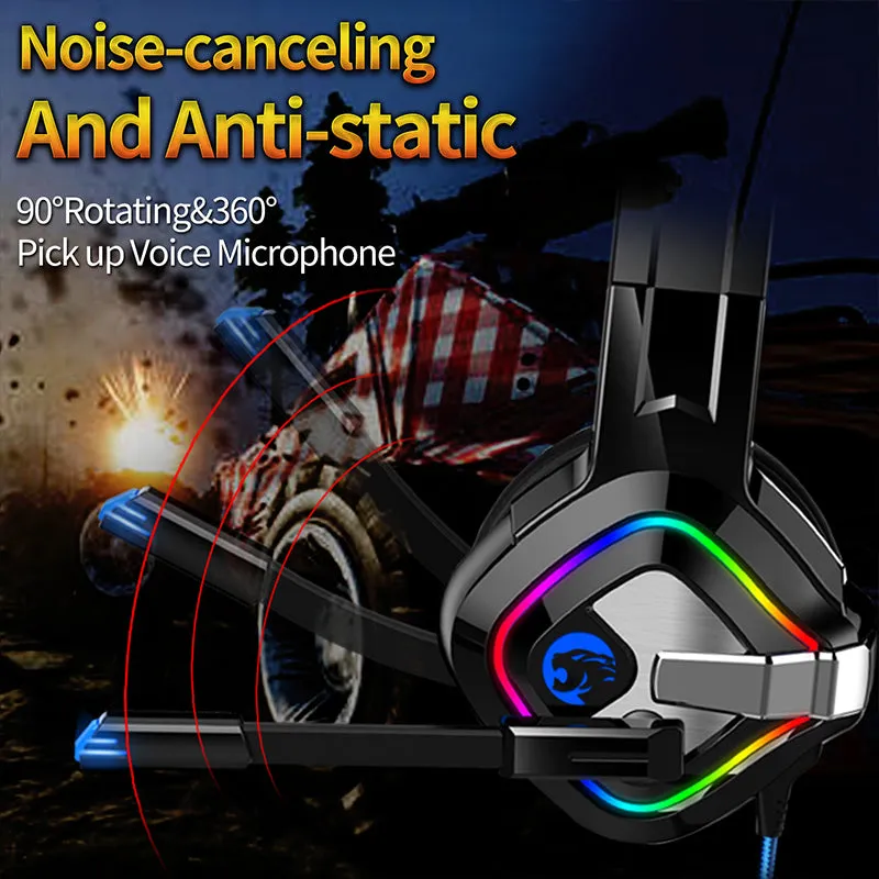 Anti-Noise Headphones with Stereo Headset Microphone for Games Head-Mounted Earphones