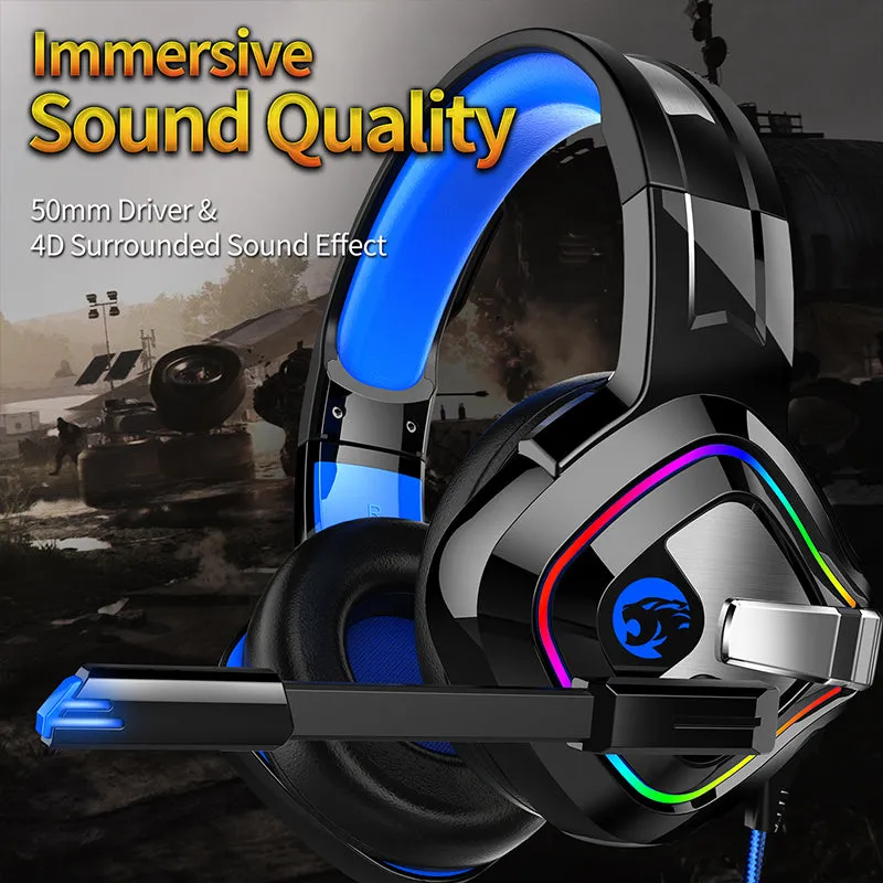 Anti-Noise Headphones with Stereo Headset Microphone for Games Head-Mounted Earphones