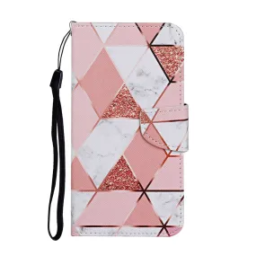 Anymob Samsung Pink Geometric Flip Wallet Phone Case Leather Stand Function Cover