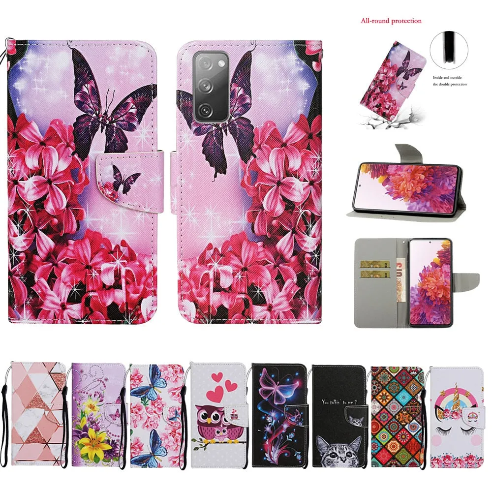 Anymob Samsung Pink Owl Flip Wallet Phone Case Leather Stand Function Cover