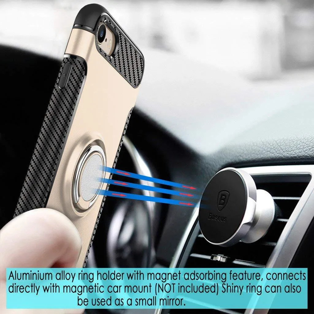 Apple iPhone 6/6S Dual layer Hybrid Shockproof Magnetic Car Mount Finger Ring Stand Case by Modes