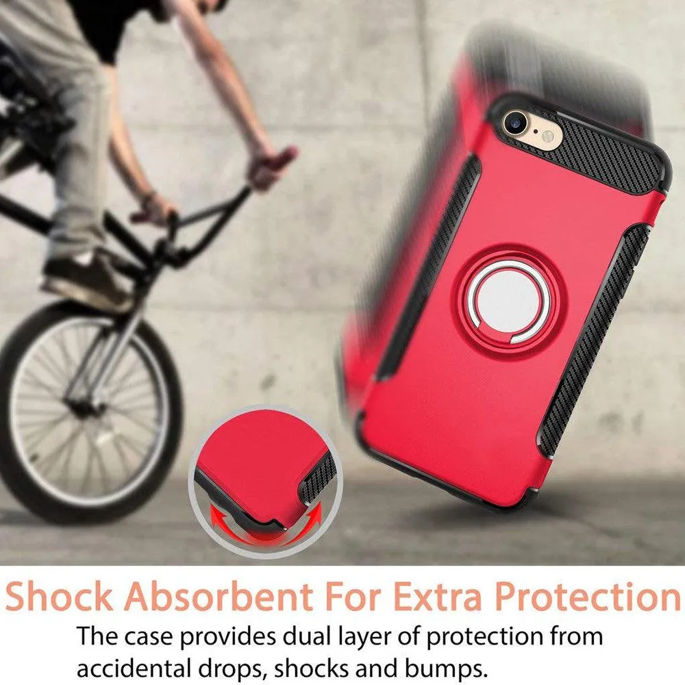 Apple iPhone 6/6S Dual layer Hybrid Shockproof Magnetic Car Mount Finger Ring Stand Case by Modes