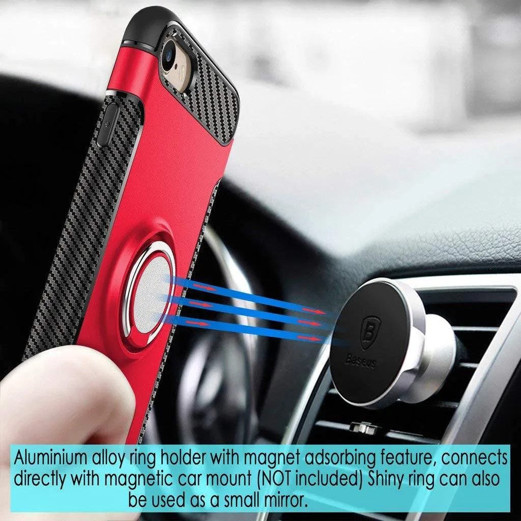 Apple iPhone 6/6S Dual layer Hybrid Shockproof Magnetic Car Mount Finger Ring Stand Case by Modes