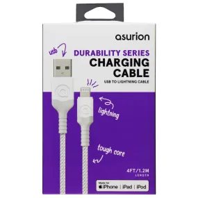 Asurion Durability (4-Ft) 8-Pin Lightning to USB Braided Charging Cable - White