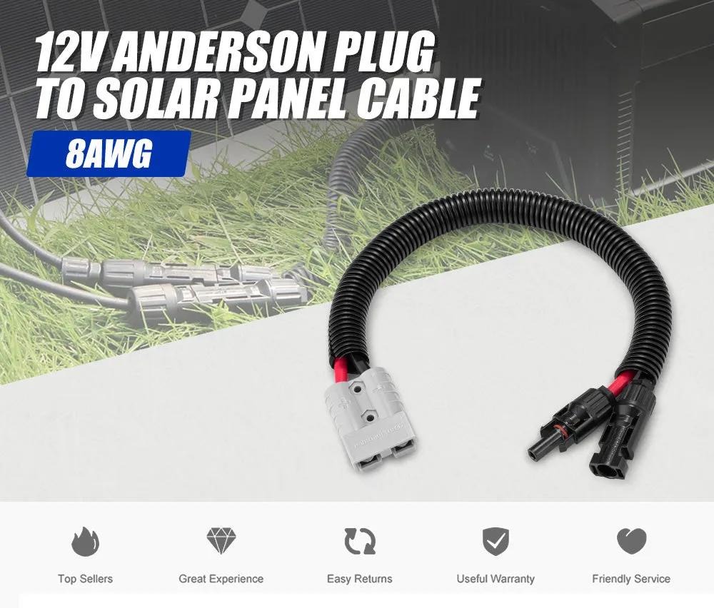 Atem Power 50A Anderson Style Plug To Solar Panel Connector 35cm Cable Wiring