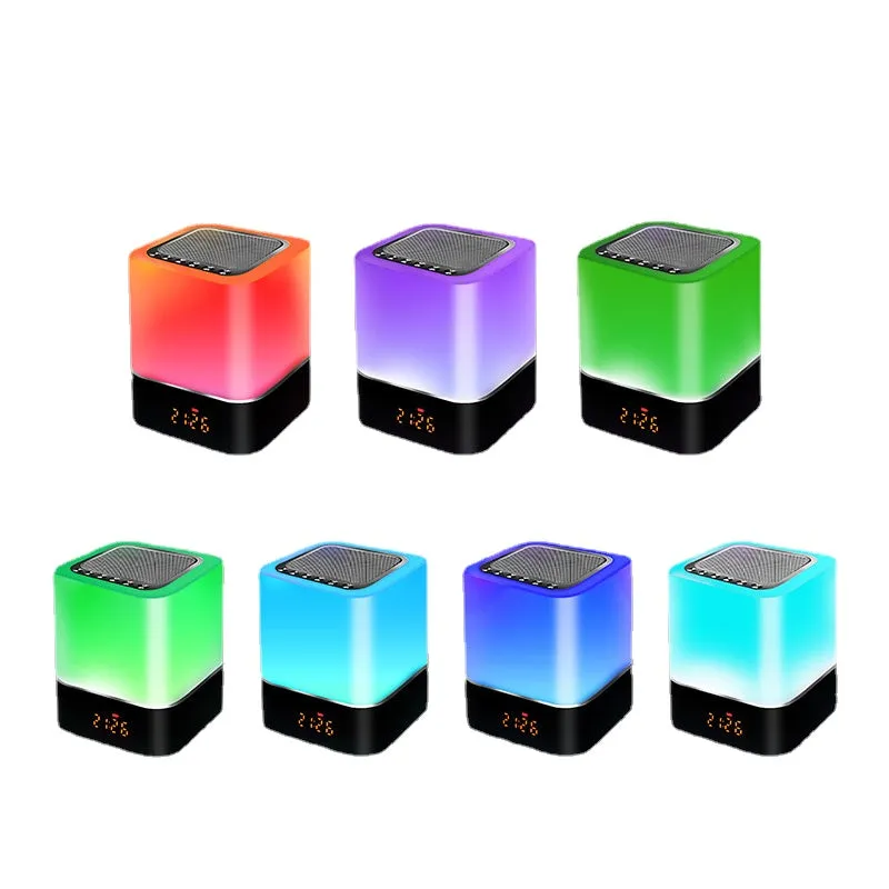 Atmosphere Touch Light Audio Card FM Radio Mini Speaker USB Night Light Alarm Clock Bluetooth Speaker