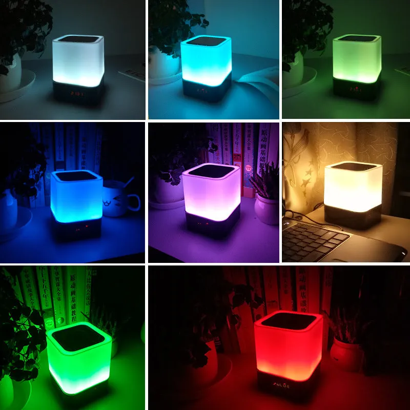 Atmosphere Touch Light Audio Card FM Radio Mini Speaker USB Night Light Alarm Clock Bluetooth Speaker