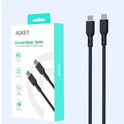 Aukey CB-SCC101/CB-SCC102 Circlet Blink 100W Silicone USB-C to USB-C Cable