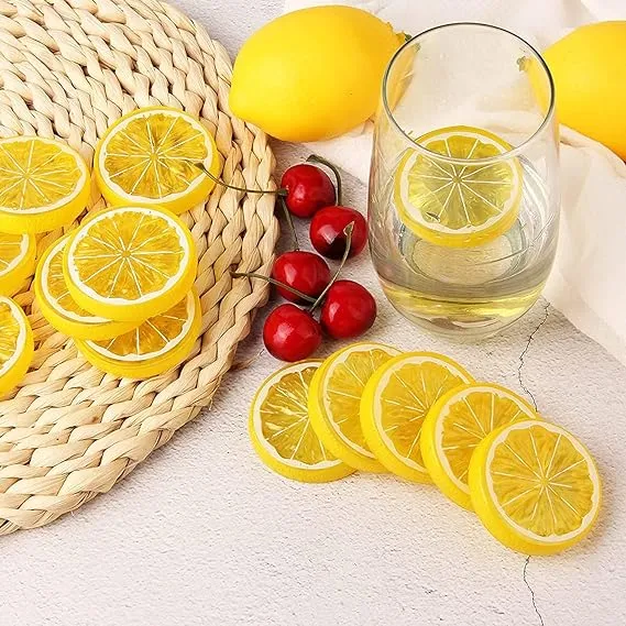 Babymoon Artificial 5 Lemons & 10 Lemon's Slices | Decorative Add-ons | Photography Props | Set of 15