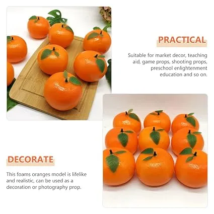 Babymoon Plastic Artificial Oranges | Decorative Add-ons | Photography Props | Set of 20