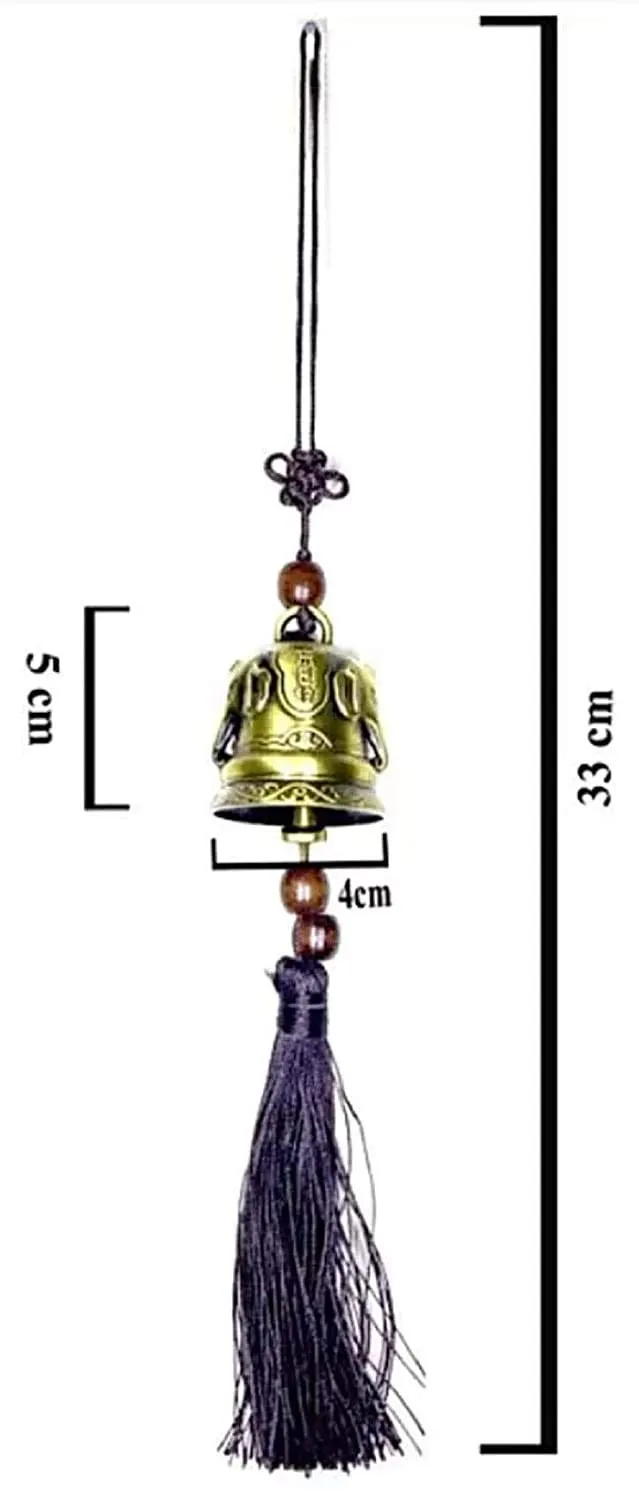 BANSIGOODS Car Hanging Decor Tibetian Feng Shui Lucky Bell Rear Mirror Hanging for Home/Ornament/Spiritual/Pooja/Decorative Showpiece - 30 cm Approx