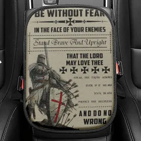 Be Without Fear Warrior Seat Box Cover, Christian Car Center Console Cover, Religious Car Interior Accessories