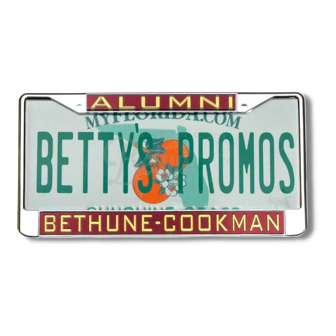 Bethune-Cookman University Alumni Chrome Laser Engraved Mirrored Acrylic Auto Tag License Plate Frame