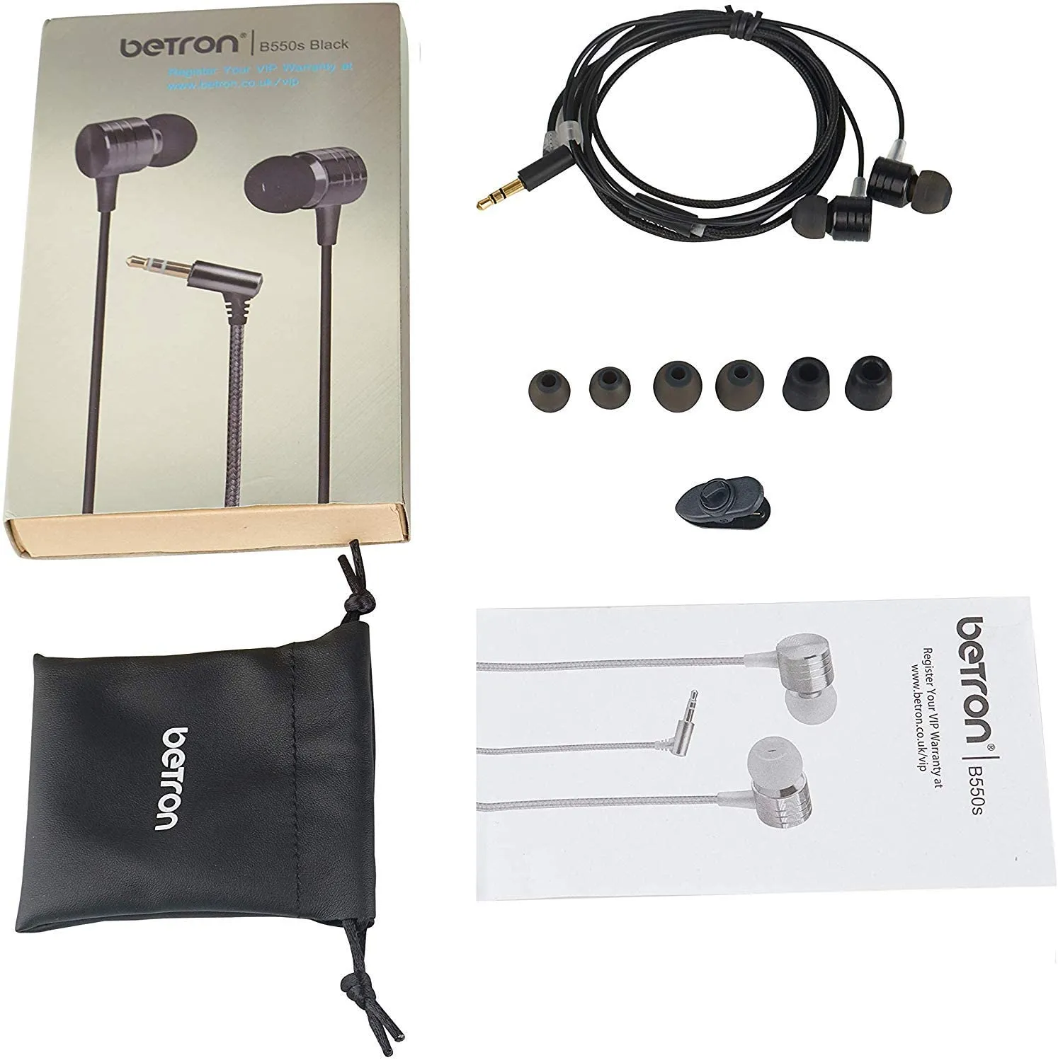 Betron B550s Earphones Noise Isolating Earbuds Heavy Deep Bass In Ear Headphone 3.5mm Audio Jack