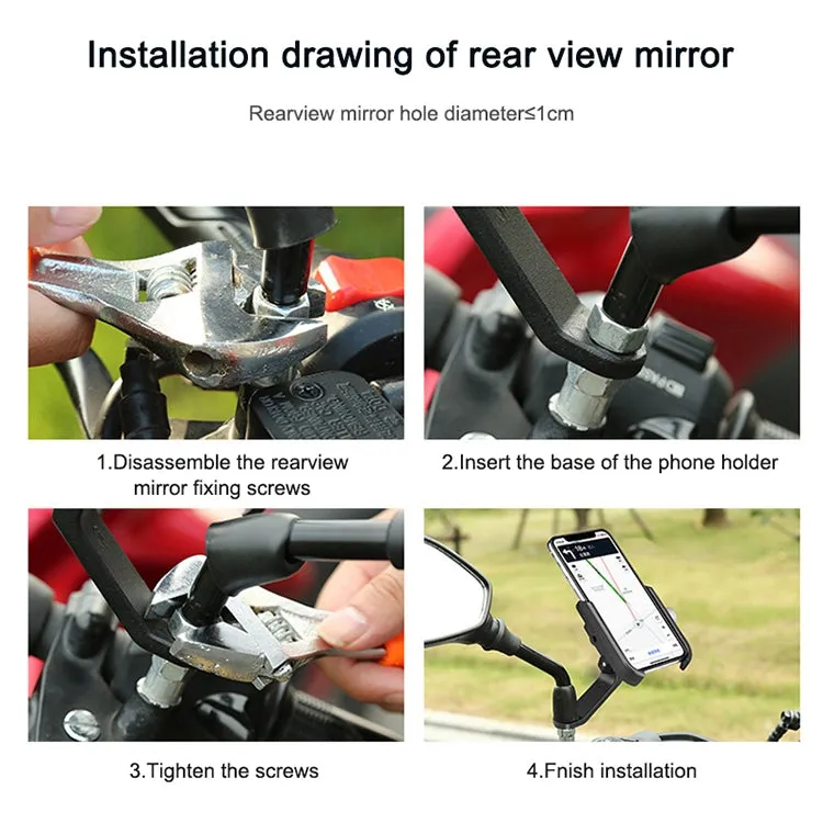 Bicycle Mobile Phone Holder Motorcycle Electric Car Navigation Mobile Phone Holder, Style:Rearview Mirrors(Silver)