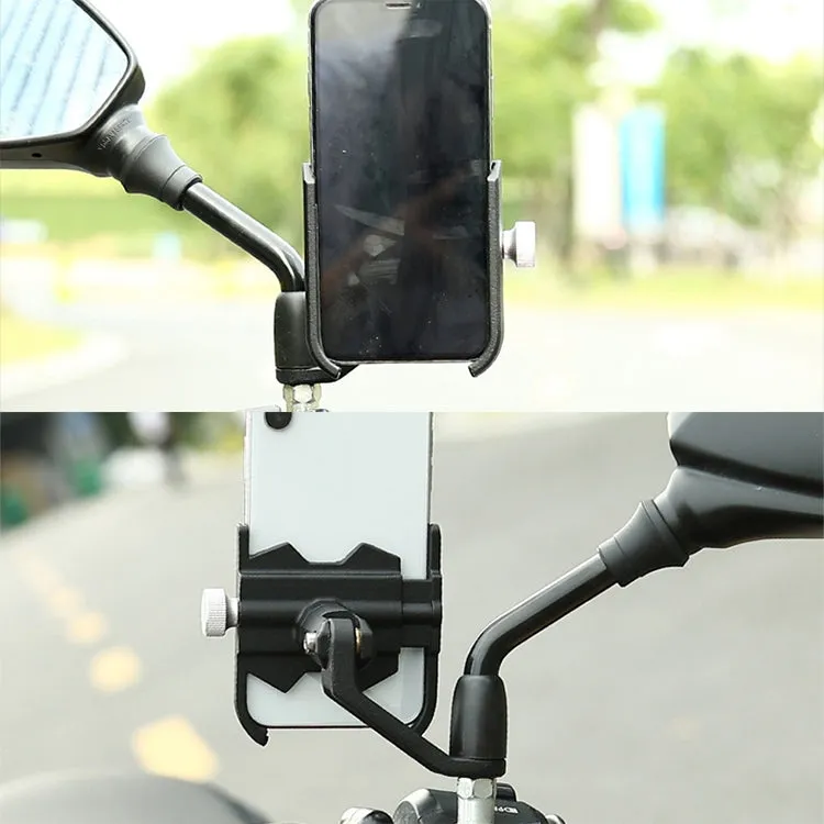 Bicycle Mobile Phone Holder Motorcycle Electric Car Navigation Mobile Phone Holder, Style:Rearview Mirrors(Silver)