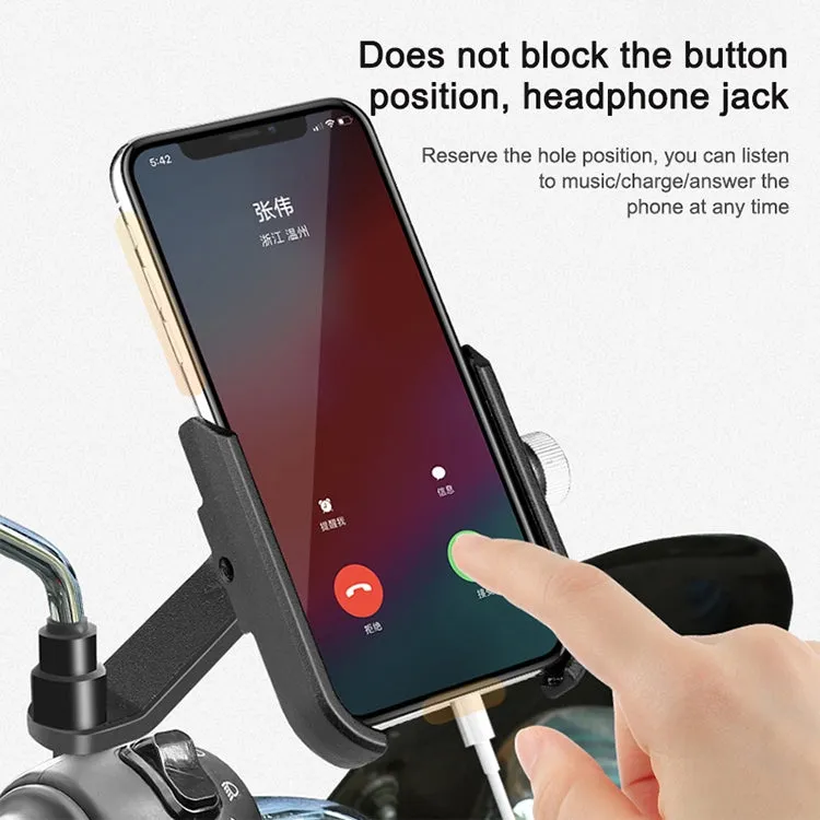 Bicycle Mobile Phone Holder Motorcycle Electric Car Navigation Mobile Phone Holder, Style:Rearview Mirrors(Silver)