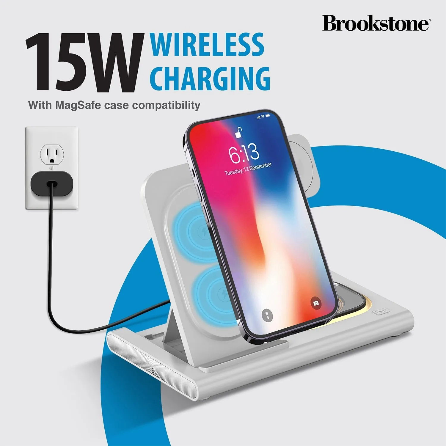 Brookstone 3-in-1 Wireless Charging Station for Apple iPhone, AirPods, and Apple Watch