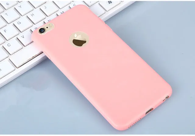 Candy  Soft TPU Silicon phone cases Coque with logo window Accessories For iPhone 5 5S SE 6 6S 7 Plus Fundas luxury Cover Coque