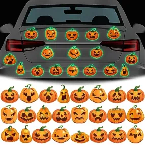 Chapou 24 Pcs Reflective Halloween Glow Car Magnets Halloween Glow Pumpkin Car Magnet Decal Set Waterproof Automotive Fall Pumpkin Magnet Party Supplies for Halloween Party