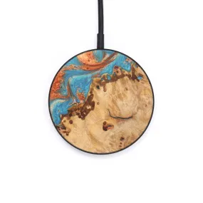 Circle Wood Resin Wireless Charger - Abrielle (Teal & Gold, 629334)