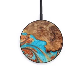 Circle Wood Resin Wireless Charger - Alistair (Teal & Gold, 610136)