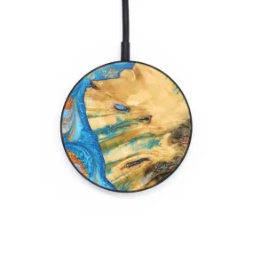 Circle Wood Resin Wireless Charger - Desmond (Teal & Gold, 687331)