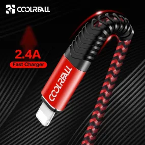 Coolreall USB Cable for iPhone Xs max Xr X 8 7 6 plus 6s 5 s plus iPad 2.4A Fast Charging Cable Cord Mobile Phone Usb Data Cable