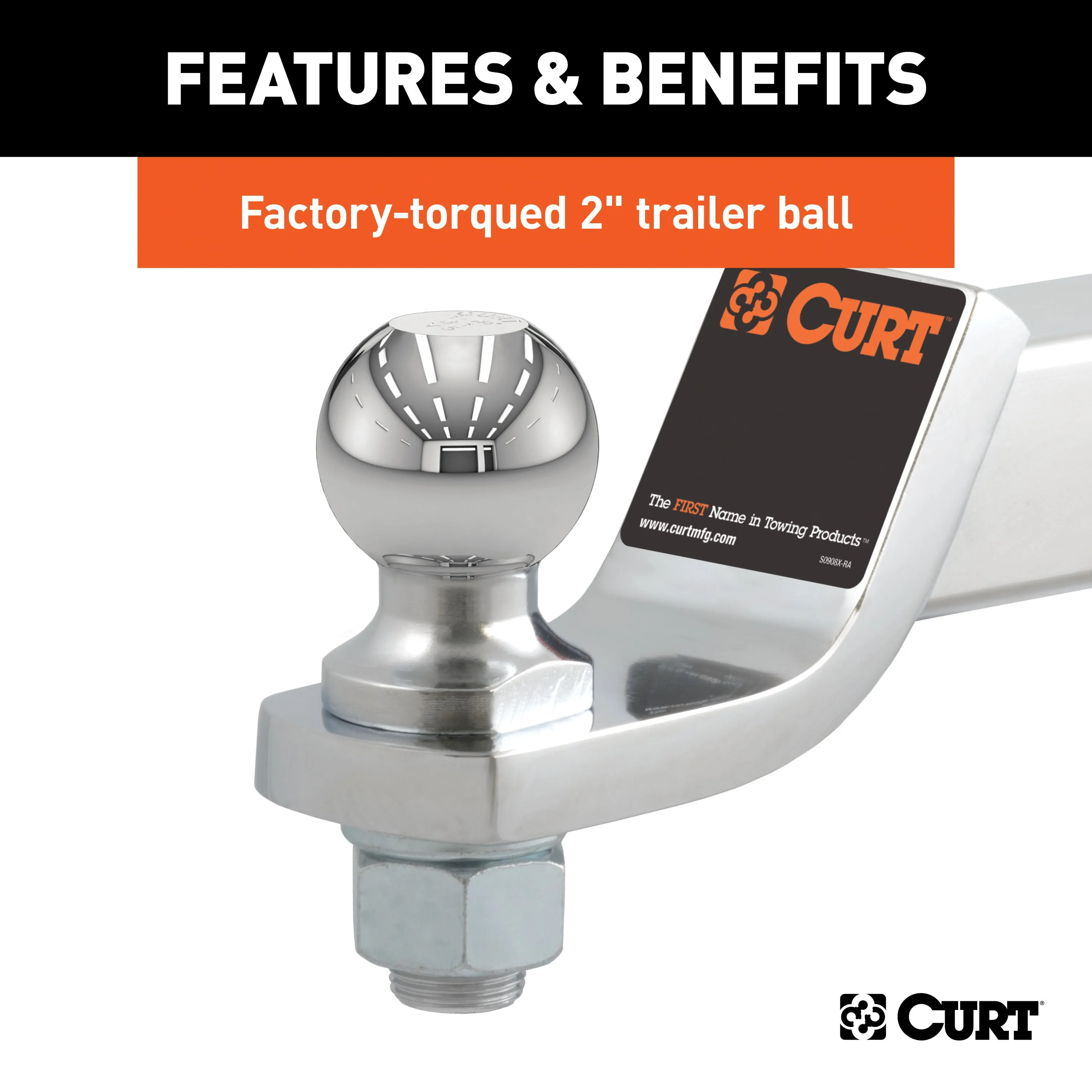 CURT 45295 Loaded Ball Mount with 2in. Ball (2in. Shank; 7;500 lbs.; 2in. Drop)